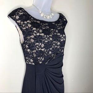 Connected Apparel Little Black Dress Sleeveless Lace Sequins Ruching Feminine 6